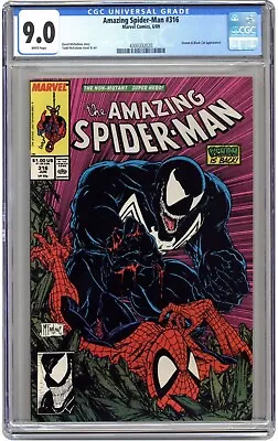Buy Amazing Spider-Man #316 CGC 9.0 🔑 1st Venom Cover Iconic McFarlane 🔥 1989 • 136.73£