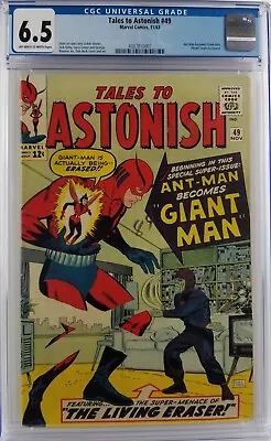 Buy Tales To Astonish #49 Cgc 6.5 Ow/w Pages 1963 1st Giant-man • 233.23£