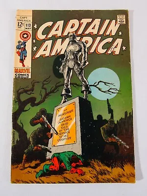 Buy Captain America #113, 1969 Marvel Comic, VG 4.0 • 39.94£