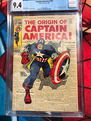 Buy Captain America 109 - Cgc Nm 9.4 - Origin Of Captain America - Nick Fury (1969) • 670.21£