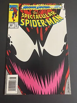 Buy Spectacular Spider-Man 203, HTF Newsstand. Classic Carnage Cover. Marvel 1993 • 11.83£