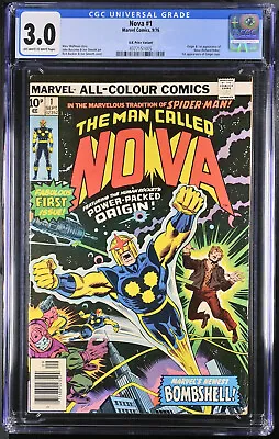 Buy Nova # 1 CGC 3.0 - Newsstand Edition 1976 1st App Nova Comic • 51£