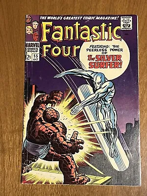Buy Fantastic Four #55/Silver Age Marvel Comic Book/Thing Vs Silver Surfer/FN- • 61.63£