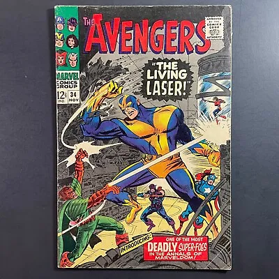 Buy Avengers 34 1st Living Laser Silver Age Marvel 1966 Stan Lee Comic Book Don Heck • 23.62£