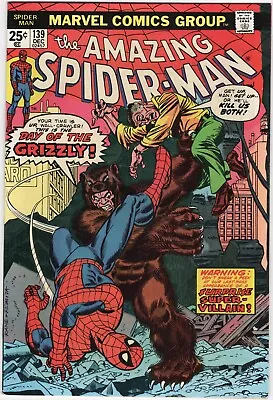 Buy Amazing Spider-Man # 139 - 1st App. Of  Grizzly VF+/NM-  Marvel Comics 1974 • 79.43£