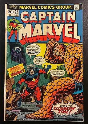 Buy Captain Marvel 26 KEY 1st COVER App THANOS Death Jim Starlin V 1 Avengers 1975 • 79.62£