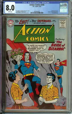Buy Action Comics #255 Cgc 8.0 White Pages  // 1st Appearance Of Bizarro-lois Lane • 623.63£