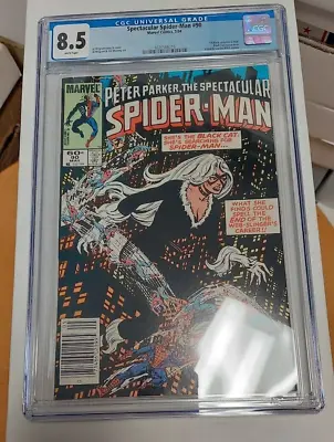 Buy SPECTACULAR SPIDER-MAN #90 CGC 8.5 MARVEL COMICS 1984 Black Cat Cover • 51.78£