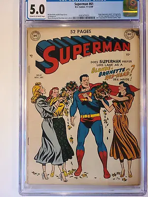 Buy SUPERMAN # 61 DC 1949 CGC 5.0 1st KRYPTONITE ORIGIN RETOLD • 707.59£