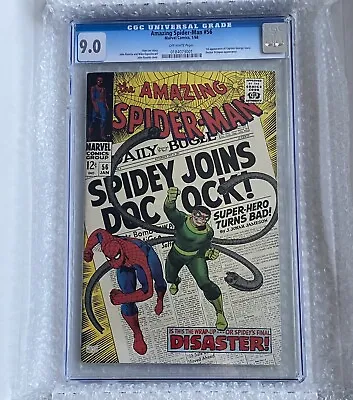 Buy Amazing Spiderman #56 , CGC 9.0 , Key 1st Appearance Of Captain George Stacy • 319.99£