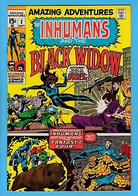Buy AMAZING ADVENTURES # 2 VFN- INHUMANS By KIRBY- BLACK WIDOW- GLOSSY- CENTS- 1970 • 7.49£