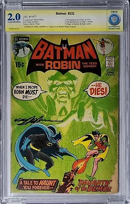 Buy Batman #232 CBCS 2.0 D.C. 1971 Neal Adams Signed 1st Appearance Of Ra's Al Ghul • 316.72£