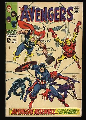 Buy Avengers #58 FN 6.0 2nd Appearance Vision! Ultron/Vision Origin! Marvel 1968 • 50.48£
