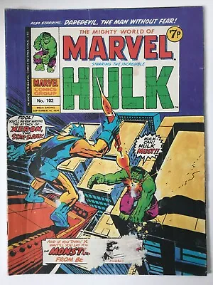 Buy The Mighty World Of Marvel The Incredible Hulk Comic No.102 September 1974 • 4.99£