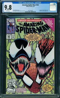 Buy Amazing Spider-Man #363 CGC 9.8 WP 1992 Marvel (3rd Carnage App) Mark Bagley • 79.43£