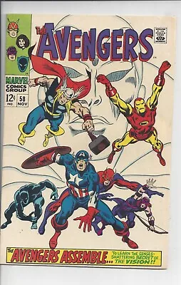 Buy Avengers #58 VF(8.0) 1968 💥2nd Vision💥Classic  Even An Android Can Cry  Issue • 139.92£