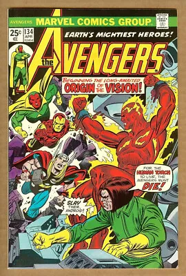 Buy Avengers #134 NM 9.4 (1975 Marvel) Origin Vision • 64.30£