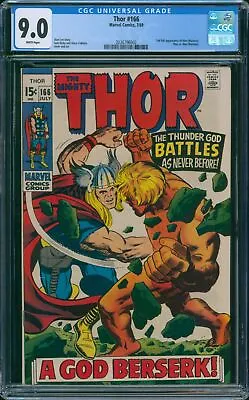 Buy Thor #166 (Marvel, 1969) CGC 9.0 • 316.63£