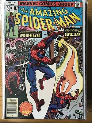 Buy The Amazing Spider-man #167,  Stalked By The Spider-slayer! , Vf 8.0 • 14.95£