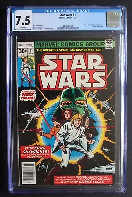 Buy STAR WARS #1 1st Luke, Leia, Darth Vader 1977 MARVEL Pre-Movie 1st Print CGC 7.5 • 169.19£