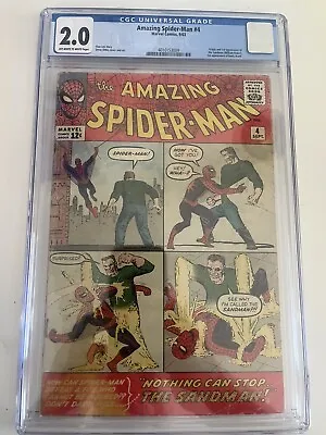 Buy Amazing Spider-Man #4 - Marvel Comics 1963 CGC 2.0 Origin And 1st Appearance Of • 889.43£