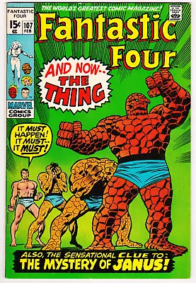 Buy Fantastic Four # 107 - 1st App Janus / Classic Cover / Glossy Cents Marvel 1971 • 14.95£