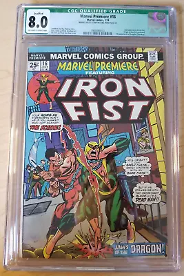 Buy Marvel Premiere #16 - CGC 8.0 QUALIFIED (1974, Marvel Comics) 2nd Iron Fist • 39.71£