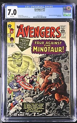Buy Marvel The Avengers #17 6/65 Cgc 7.0 F/vf White Hulk Cameo Minotaur Mole Man • 157.74£