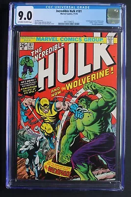 Buy Incredible Hulk 181 1st Full LOGAN Howlett WOLVERINE 1974 Vs Wendigo CGC 9.0 • 6,155.51£