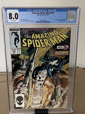 Buy Amazing Spider-Man #294 CGC 8.0 WP 1987 Marvel Comics Kraven Death Vermin • 32.16£