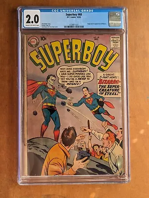 Buy Superboy #68 DC 1958 CGC 2.0 1st Appearance & Origin Of Bizarro Key • 319.77£