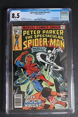Buy SPECTACULAR SPIDER-MAN #22 Early MOON KNIGHT Pre#1 1978 White Tiger CGC VF+ 8.5 • 54.40£