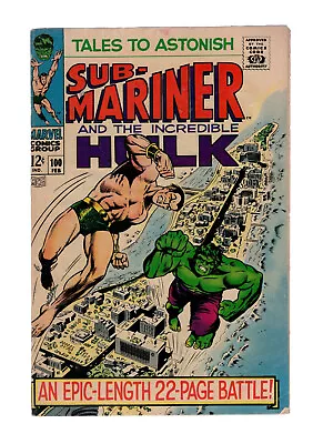 Buy Tales To Astonish #100 - Sub-Mariner & The Hulk - Final Issue - Lower Grade Plus • 19.85£