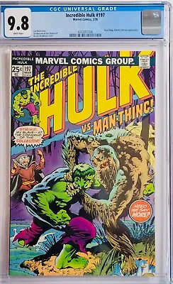 Buy 1976 Incredible Hulk 197 CGC 9.8 Man-Thing,Glob &Collector Appearance • 628.53£