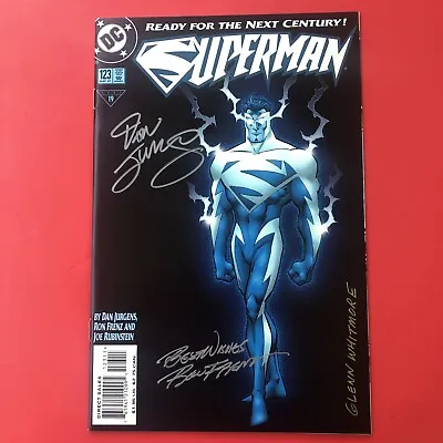 Buy SUPERMAN 123 Signed DAN JURGENS RON FRENZ GLENN WHITMORE BLUE GLOW COVER NM COA • 43.95£