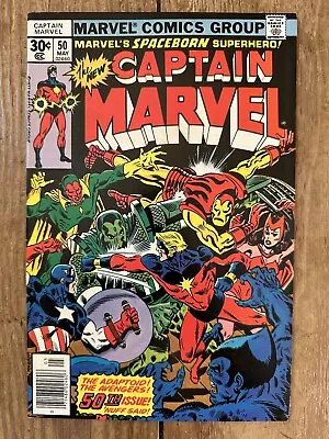 Buy Captain Marvel 50 VF/NM 9.0 Classic Battle Cover Doctor Minerva 1st Appearance • 7.90£