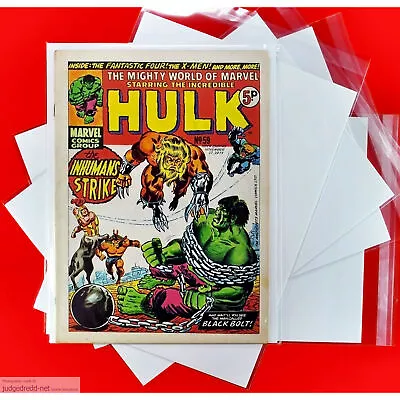 Buy Comic Bags And Boards -A4 Size0 Fits Mighty World Of Marvel Comic Books UK X 10 • 12.99£