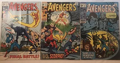 Buy Lot Of 3 Avengers #71 #72 & #73 Silver Age Marvel Comic Books 1966-1968 • 39.53£