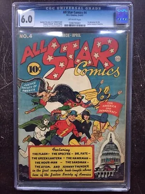 Buy ALL STAR COMICS #4 CGC FN 6.0; OW; 1st JSA Adventure & 2nd App.! • 4,753.97£