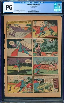 Buy Action Comics #22, 1940, CGC PG, Page 5 Only, 1st  S  On Superman's Cape • 320.24£