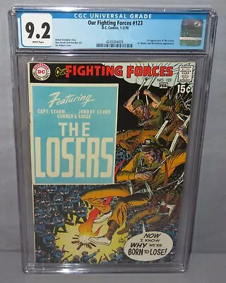 Buy OUR FIGHTING FORCES #123 (The Losers 1st App.) CGC 9.2 NM- White Pgs DC 1970 • 281.49£