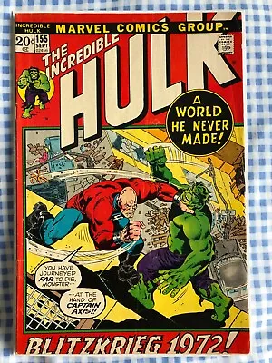 Buy Incredible Hulk 155 (1972) 1st App Of The Shaper Of The Worlds, Cents • 8.99£