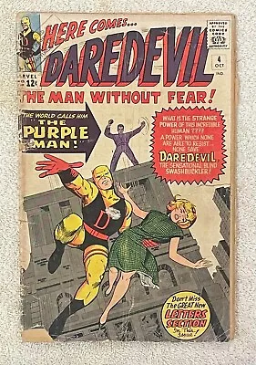 Buy Daredevil #4 (RAW 3.0-3.5 - MARVEL 1964) Key 1st Purple Man • 200.15£