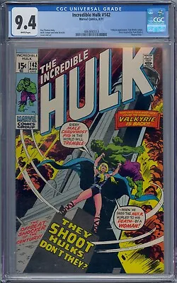 Buy Incredible Hulk #142 Cgc 9.4 Valkyrie Tom Wolfe Herb Trimpe White Pages • 355.77£