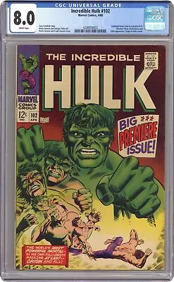 Buy Incredible Hulk #102 CGC 8.0 1968 4248058002 • 433.63£