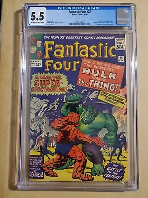 Buy Fantastic Four 25 CGC 5.5 Hulk Vs Thing! 2nd SA App Of Captain America!  • 501.54£