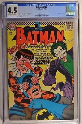 Buy Batman #186 CGC 4.5 OW 1st Joker Side-Kick App. November 1966 DC • 137.96£