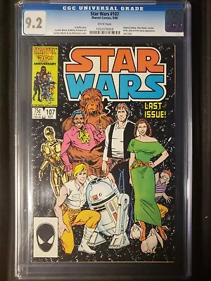 Buy Star Wars #107 (1986) 9.2 CGC, WP, Admiral Ackbar And Nien Nunb App, Final Issue • 136.54£