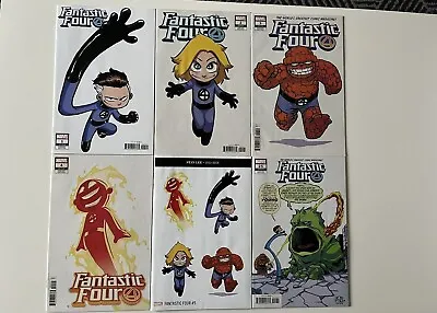 Buy Fantastic Four 1 2 3 4 5 & 25 Skottie Young Baby Variant Set Marvel Comics • 70£