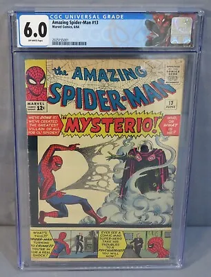 Buy THE AMAZING SPIDER-MAN #13 (Mysterio 1st App) CGC 6.0 FN Marvel Comics 1964 • 1,737.82£